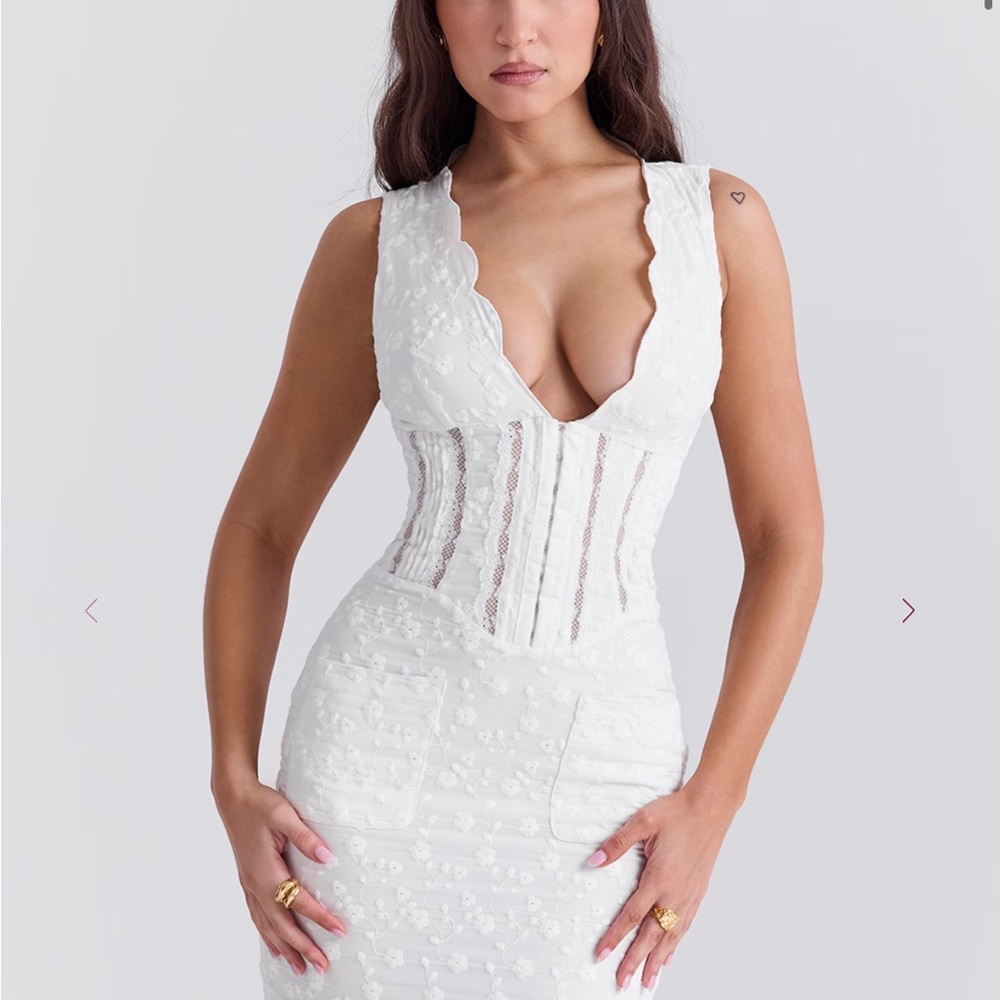 House of CB White Strapless Lace Corset Maxi Dress - Picture 4 of 7